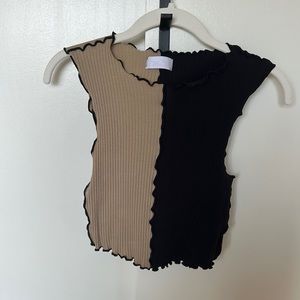 Isalis Tan and black block crop top